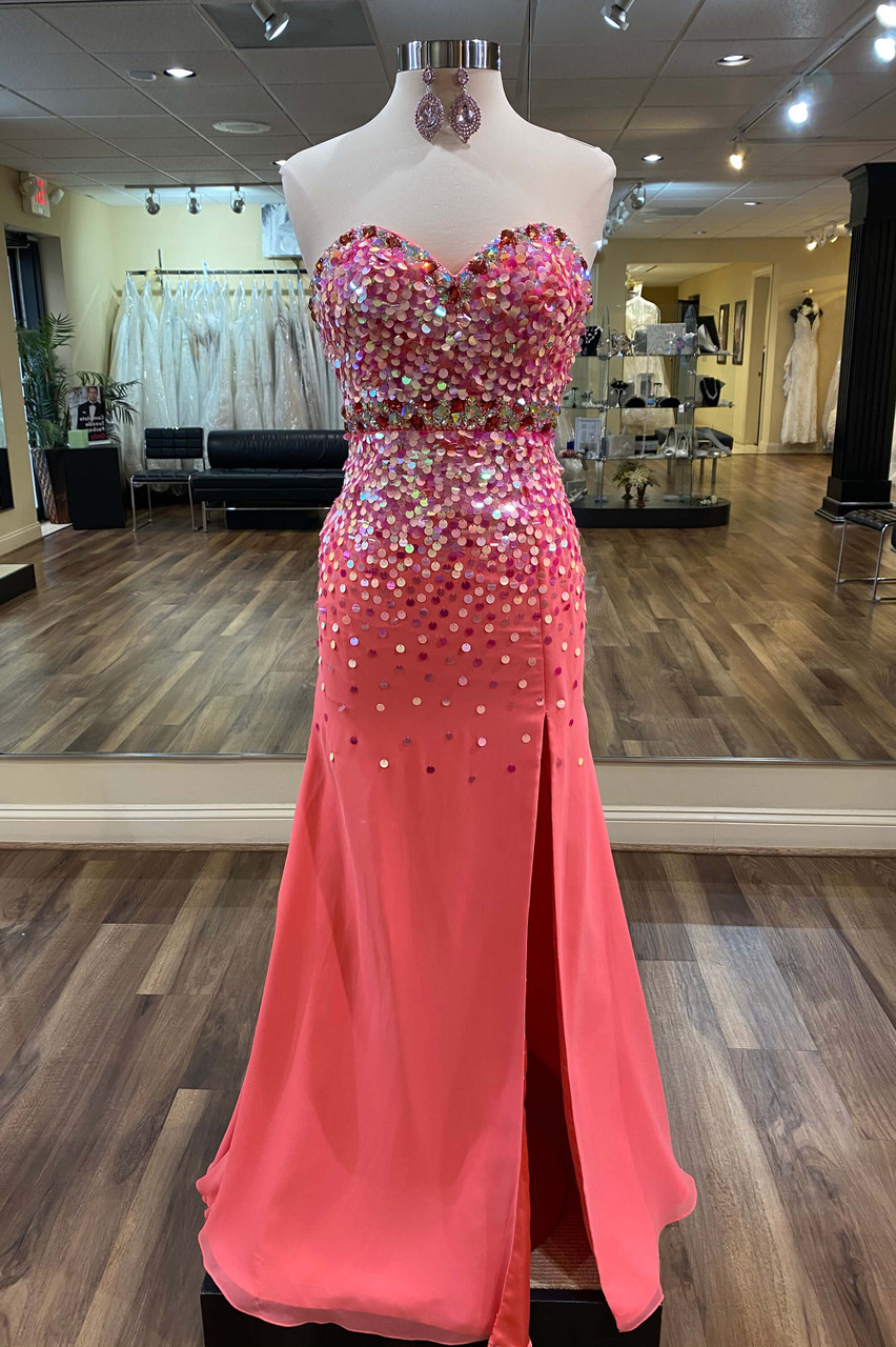 Sweetheart Coral Evening Dress On Sale ...